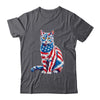 Funny Cute Cat Green Eyes USA Flag 4th Of July Cat Lover Shirt & Tank Top | teecentury