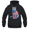 Funny Cute Cat Green Eyes USA Flag 4th Of July Cat Lover Shirt & Tank Top | teecentury