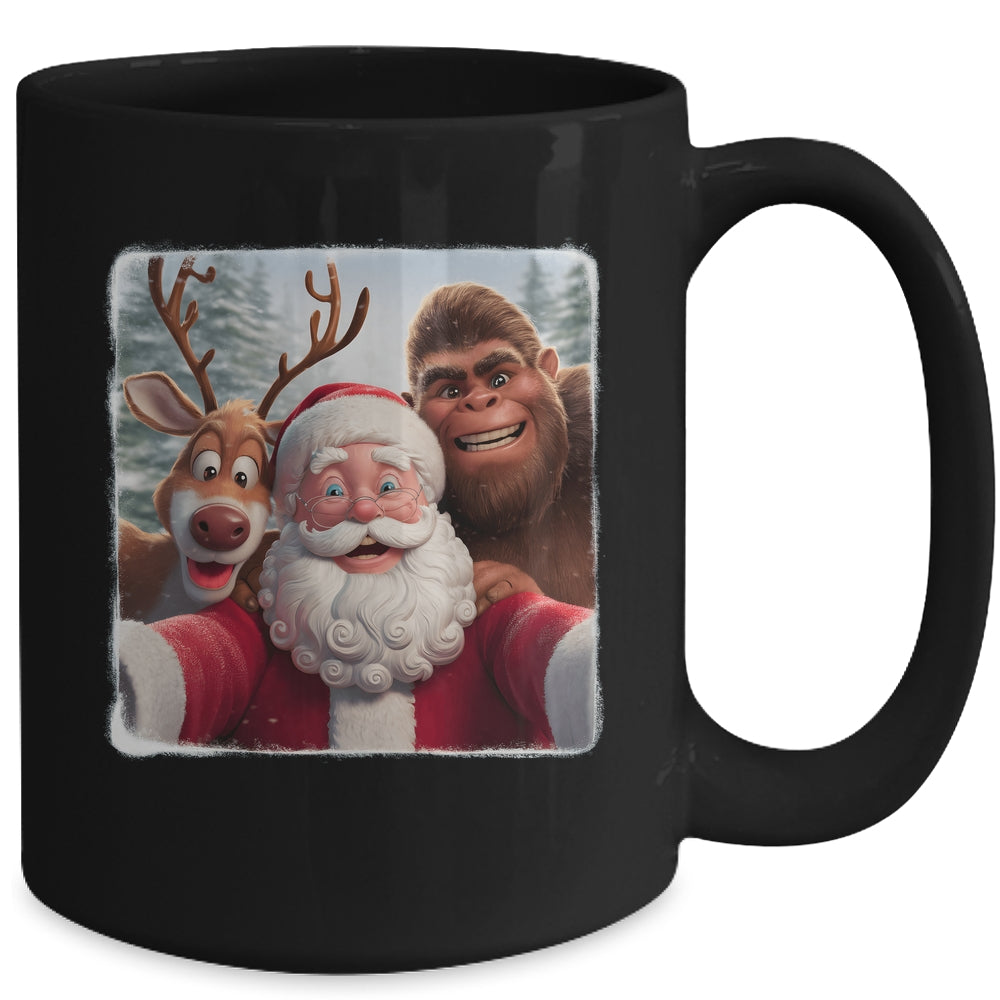 Funny Cute Reindeer Bigfoot Santa Selfie Christmas Xmas Mug | teecentury