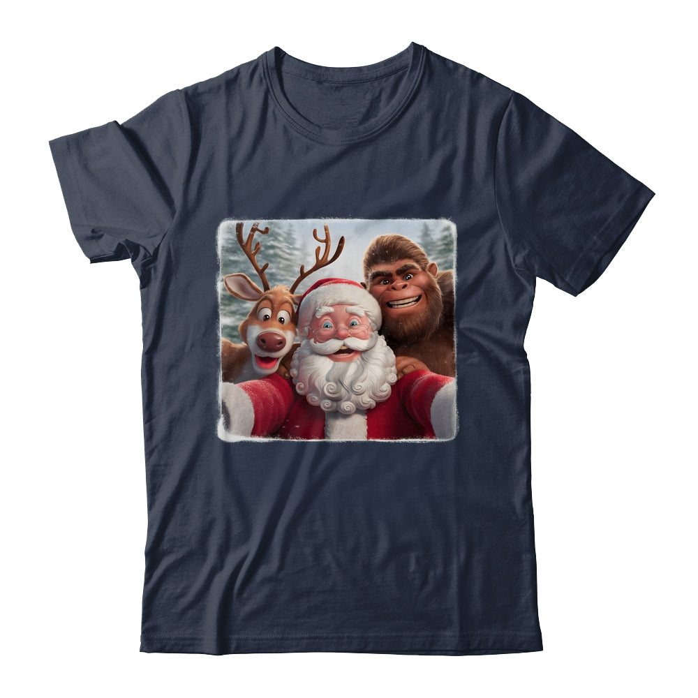 Funny Cute Reindeer Bigfoot Santa Selfie Christmas Xmas Shirt & Sweatshirt | teecentury
