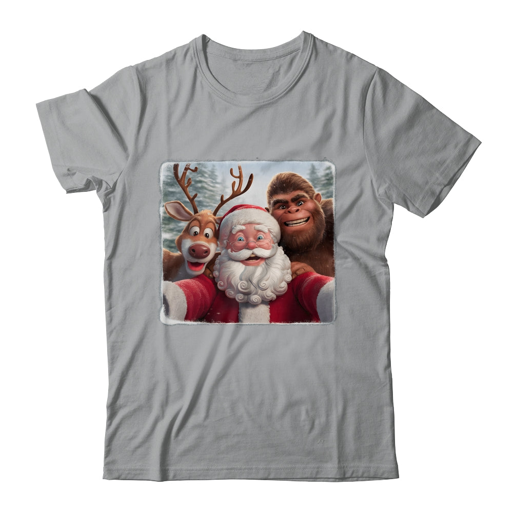 Funny Cute Reindeer Bigfoot Santa Selfie Christmas Xmas Shirt & Sweatshirt | teecentury