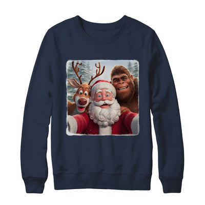 Funny Cute Reindeer Bigfoot Santa Selfie Christmas Xmas Shirt & Sweatshirt | teecentury