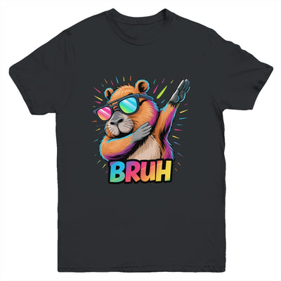 Funny Dabbing Capy Bruh Teens Youth Kids Meme Rodent Lovers Youth Shirt | teecentury