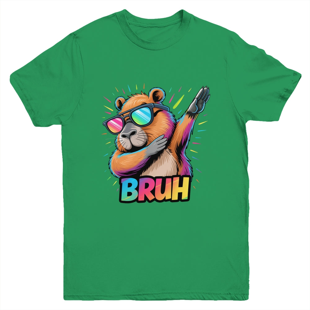 Funny Dabbing Capy Bruh Teens Youth Kids Meme Rodent Lovers Youth Shirt | teecentury