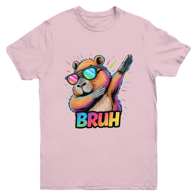 Funny Dabbing Capy Bruh Teens Youth Kids Meme Rodent Lovers Youth Shirt | teecentury