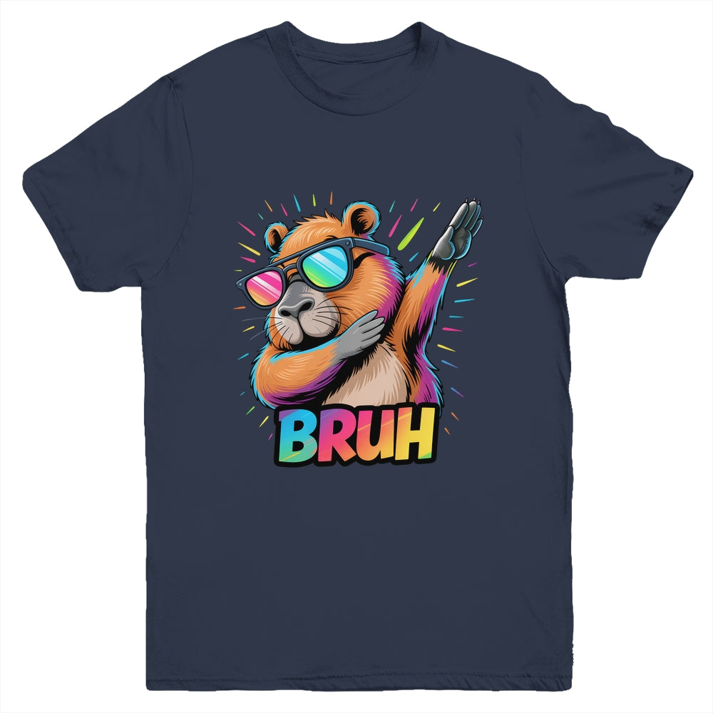 Funny Dabbing Capy Bruh Teens Youth Kids Meme Rodent Lovers Youth Shirt | teecentury
