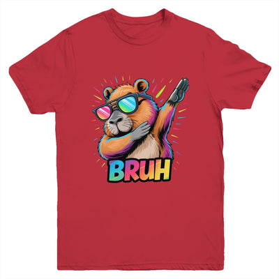 Funny Dabbing Capy Bruh Teens Youth Kids Meme Rodent Lovers Youth Shirt | teecentury