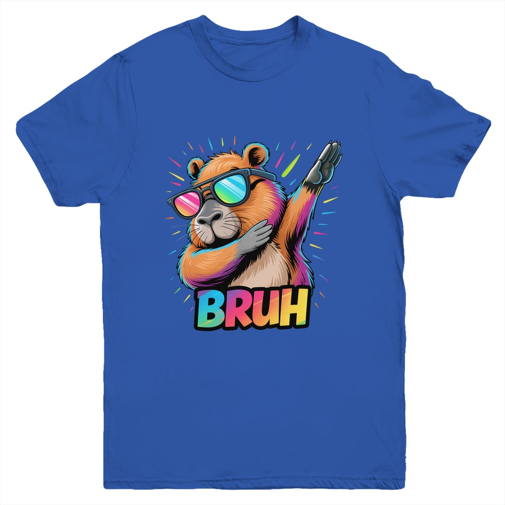 Funny Dabbing Capy Bruh Teens Youth Kids Meme Rodent Lovers Youth Shirt | teecentury
