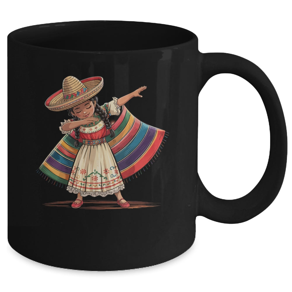 Funny Dabbing Mexican Poncho Sombrero Cinco De Mayo Girl Mug | teecentury