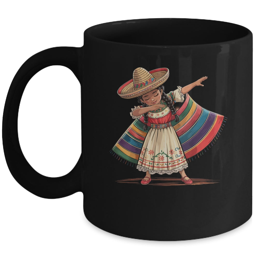 Funny Dabbing Mexican Poncho Sombrero Cinco De Mayo Girl Mug | teecentury