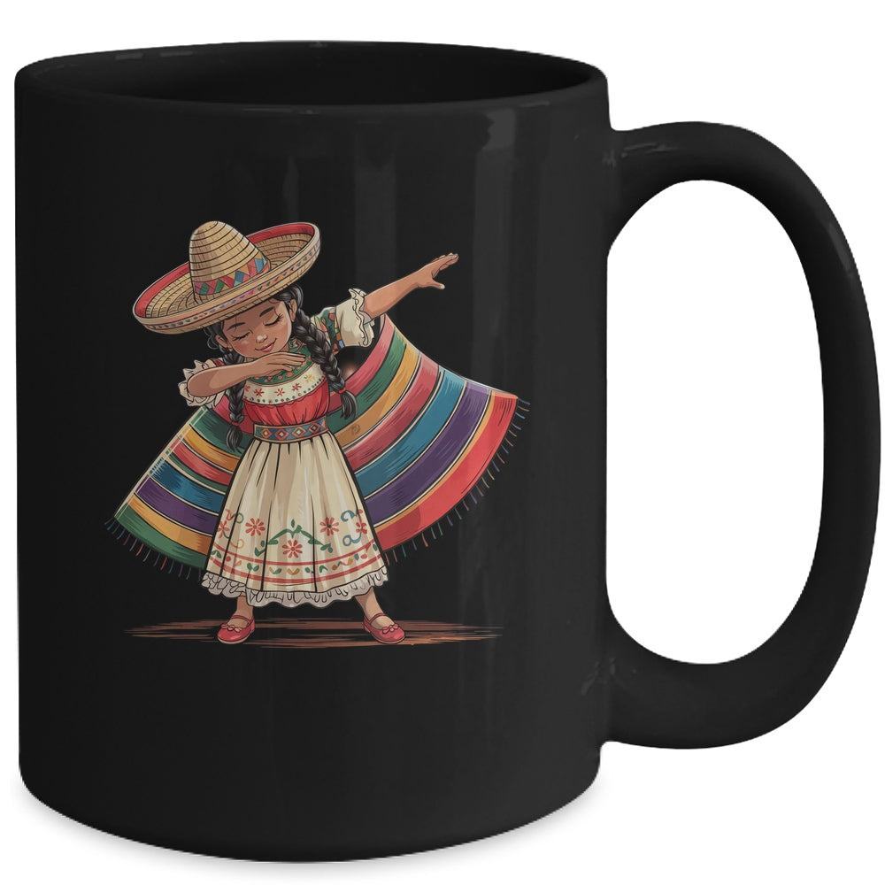 Funny Dabbing Mexican Poncho Sombrero Cinco De Mayo Girl Mug | teecentury