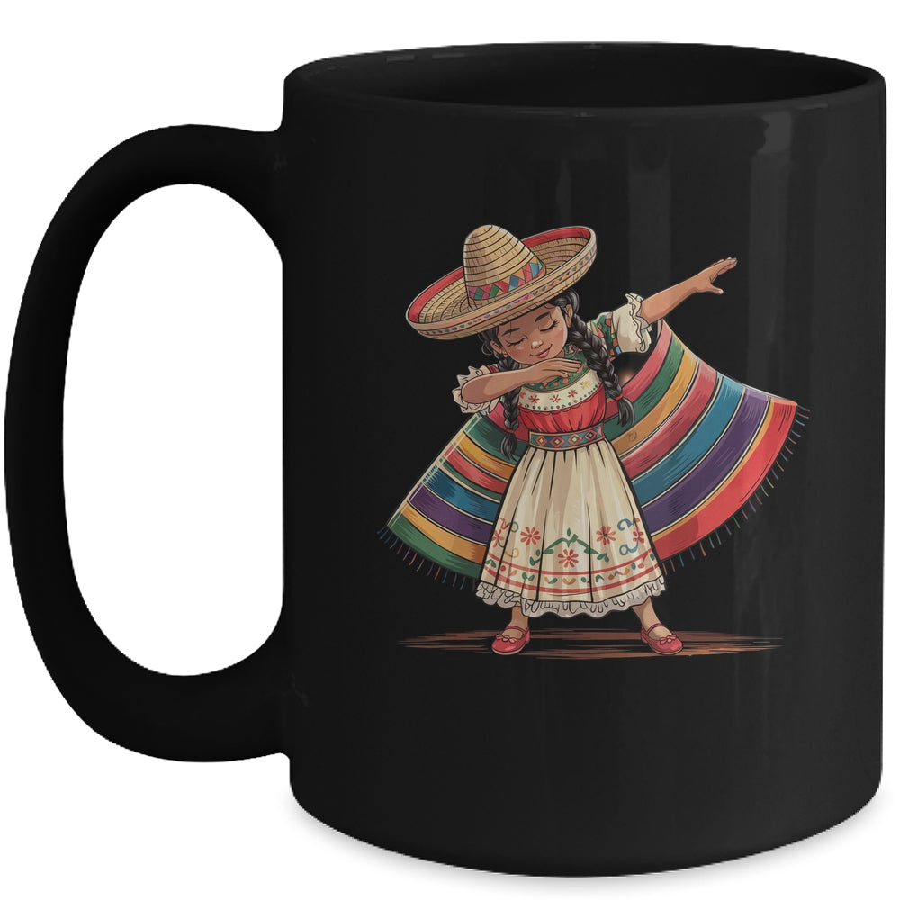 Funny Dabbing Mexican Poncho Sombrero Cinco De Mayo Girl Mug | teecentury