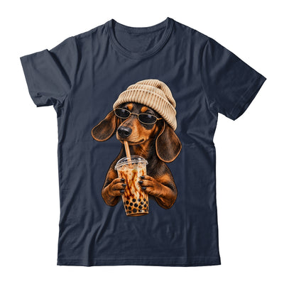 Funny Dachshund Hipster Dog Wiener Drinking Iced Coffee Shirt & Tank Top | teecentury
