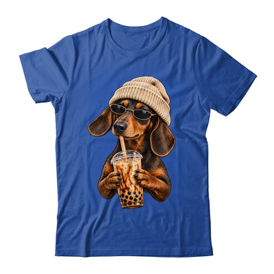 Funny Dachshund Hipster Dog Wiener Drinking Iced Coffee Shirt & Tank Top | teecentury