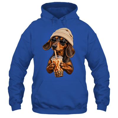 Funny Dachshund Hipster Dog Wiener Drinking Iced Coffee Shirt & Tank Top | teecentury