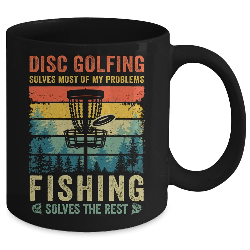 Funny Disc Golf Disc Golfing And Fishing For Dad Grandpa Men Mug | teecentury
