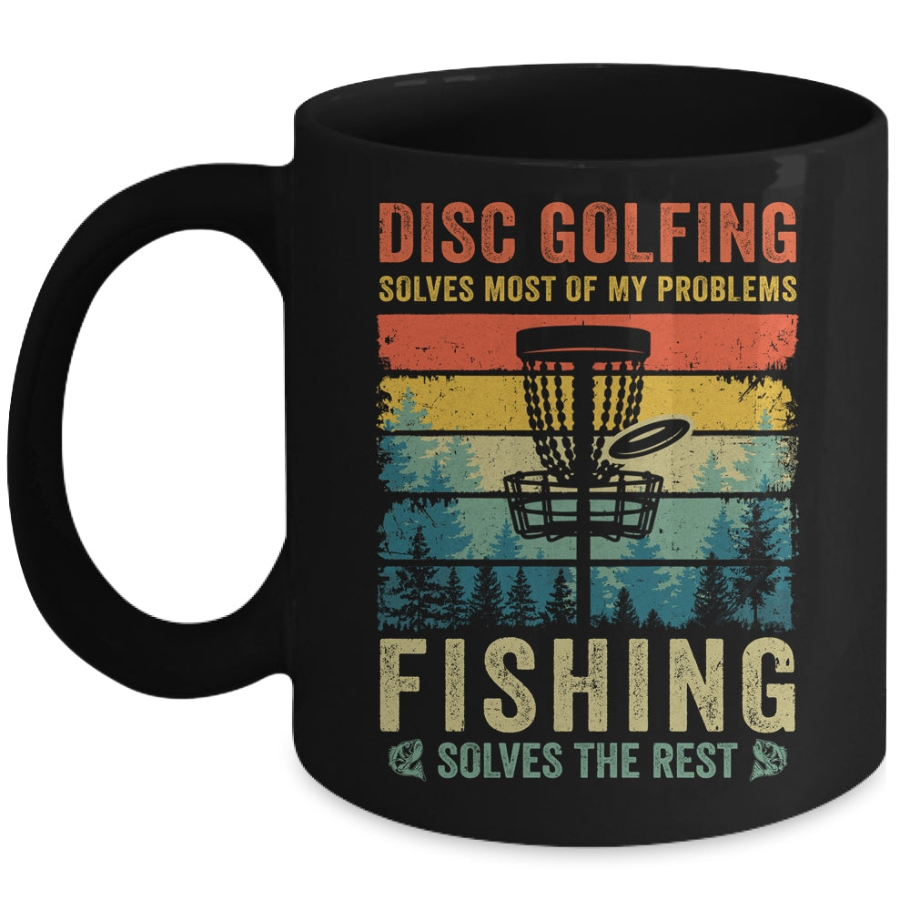 Funny Disc Golf Disc Golfing And Fishing For Dad Grandpa Men Mug | teecentury