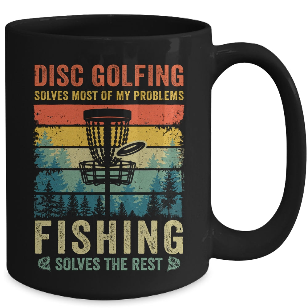Funny Disc Golf Disc Golfing And Fishing For Dad Grandpa Men Mug | teecentury