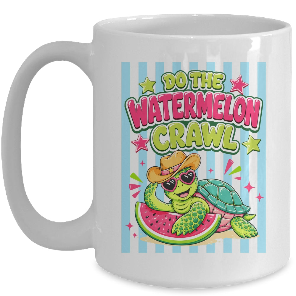 Funny Do The Watermelon Crawl Striped Turtle Summer Beach Mug | teecentury