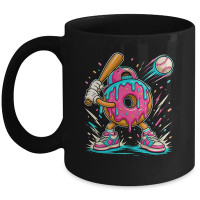 Funny Donut Playing Baseball Drip Ice Dream Boys Kids Mug | teecentury
