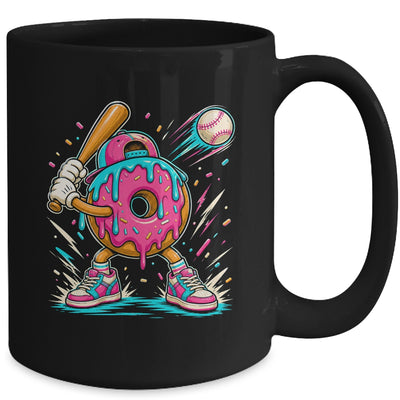 Funny Donut Playing Baseball Drip Ice Dream Boys Kids Mug | teecentury