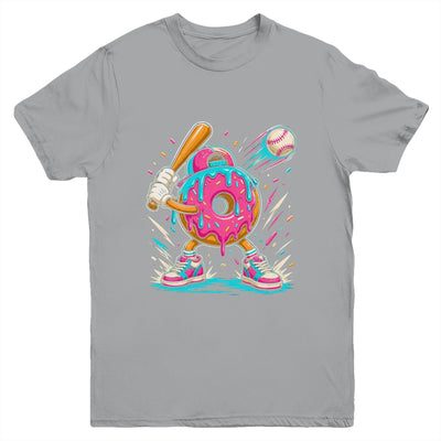 Funny Donut Playing Baseball Drip Ice Dream Boys Kids Youth Shirt | teecentury