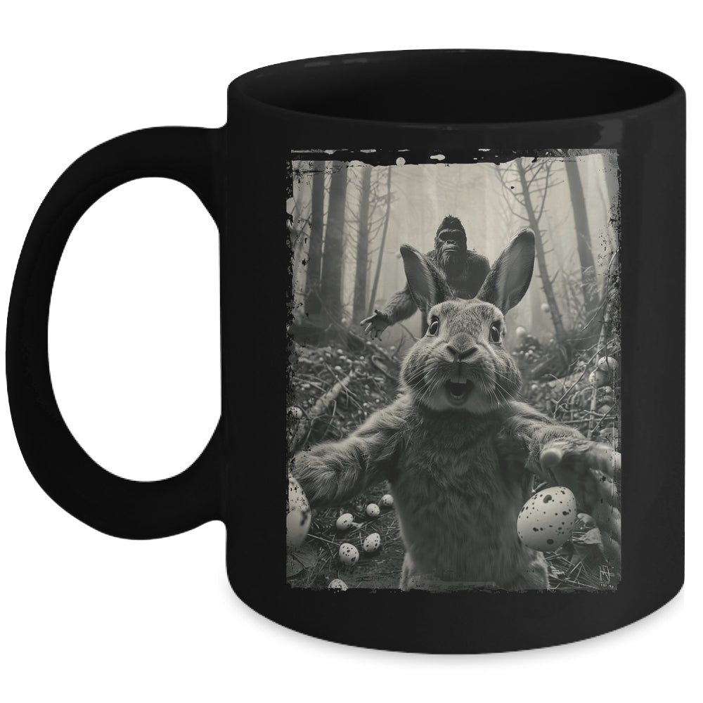 Funny Easter Bunny Selfie Bigfoot And UFO Funny Men Women Mug | teecentury