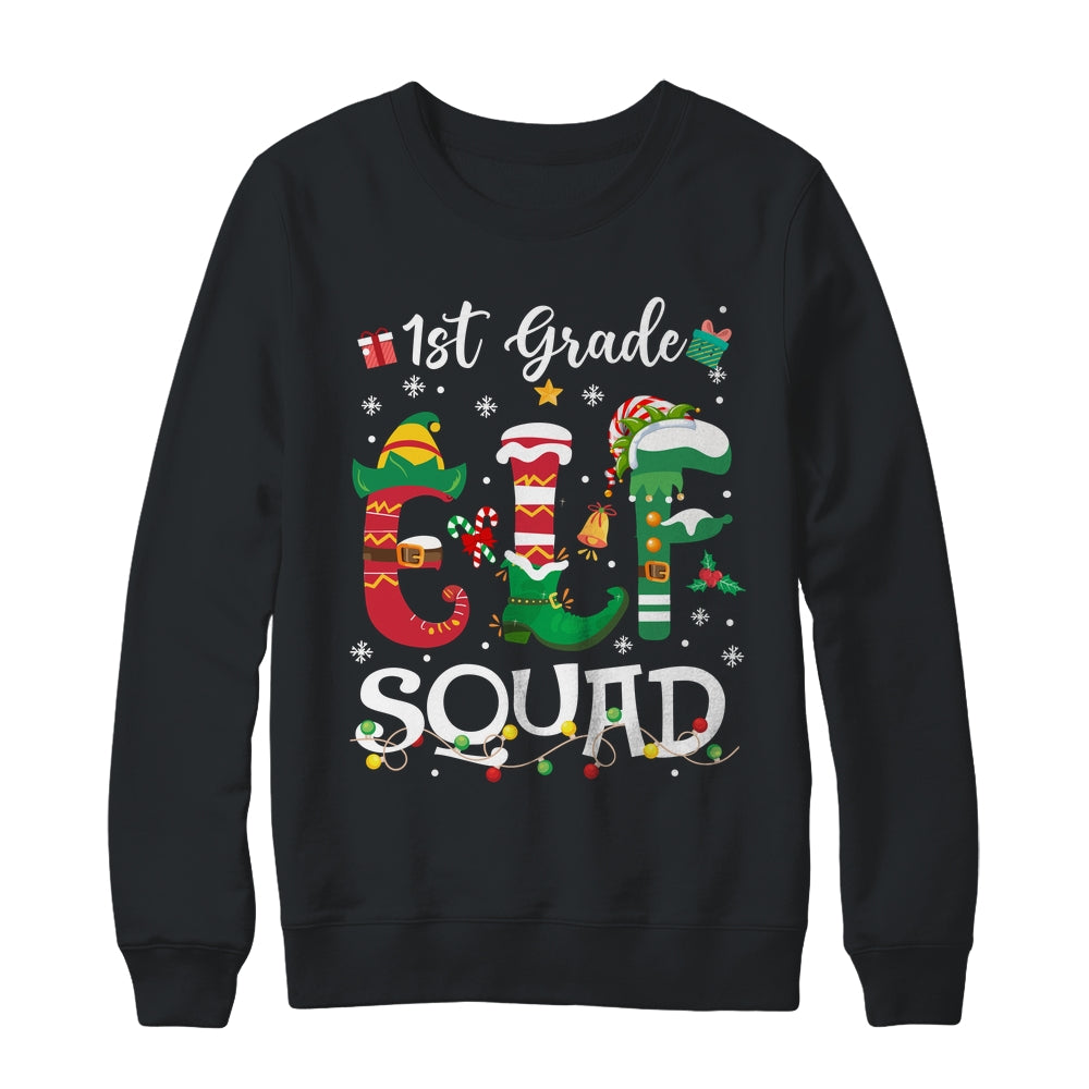 Funny Elf Squad 1st Grade Teacher Student Christmas Xmas Shirt & Sweatshirt | teecentury