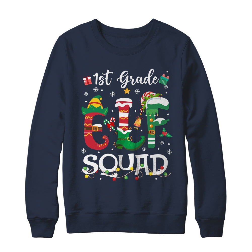 Funny Elf Squad 1st Grade Teacher Student Christmas Xmas Shirt & Sweatshirt | teecentury