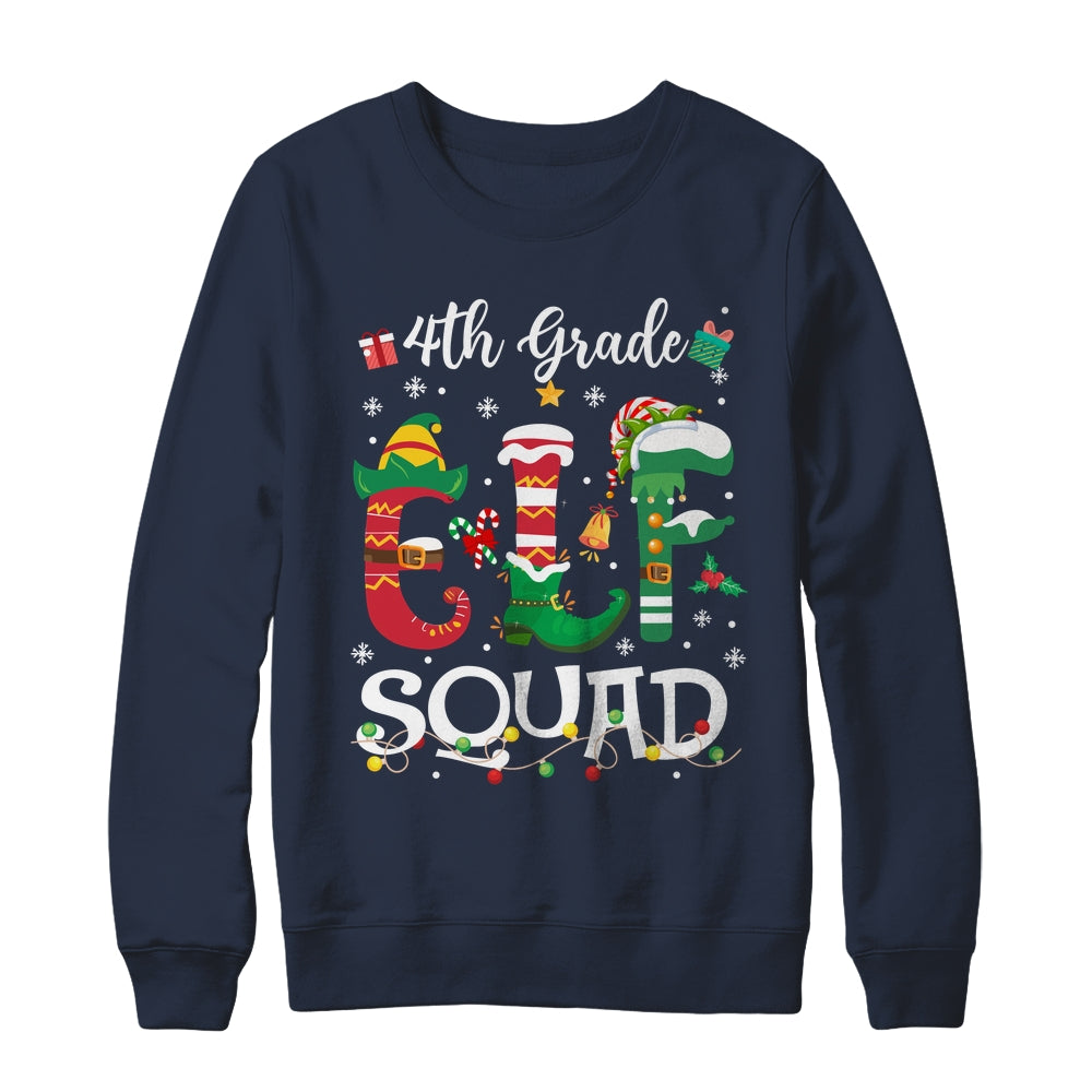 Funny Elf Squad 4th Grade Teacher Student Christmas Xmas Shirt & Sweatshirt | teecentury
