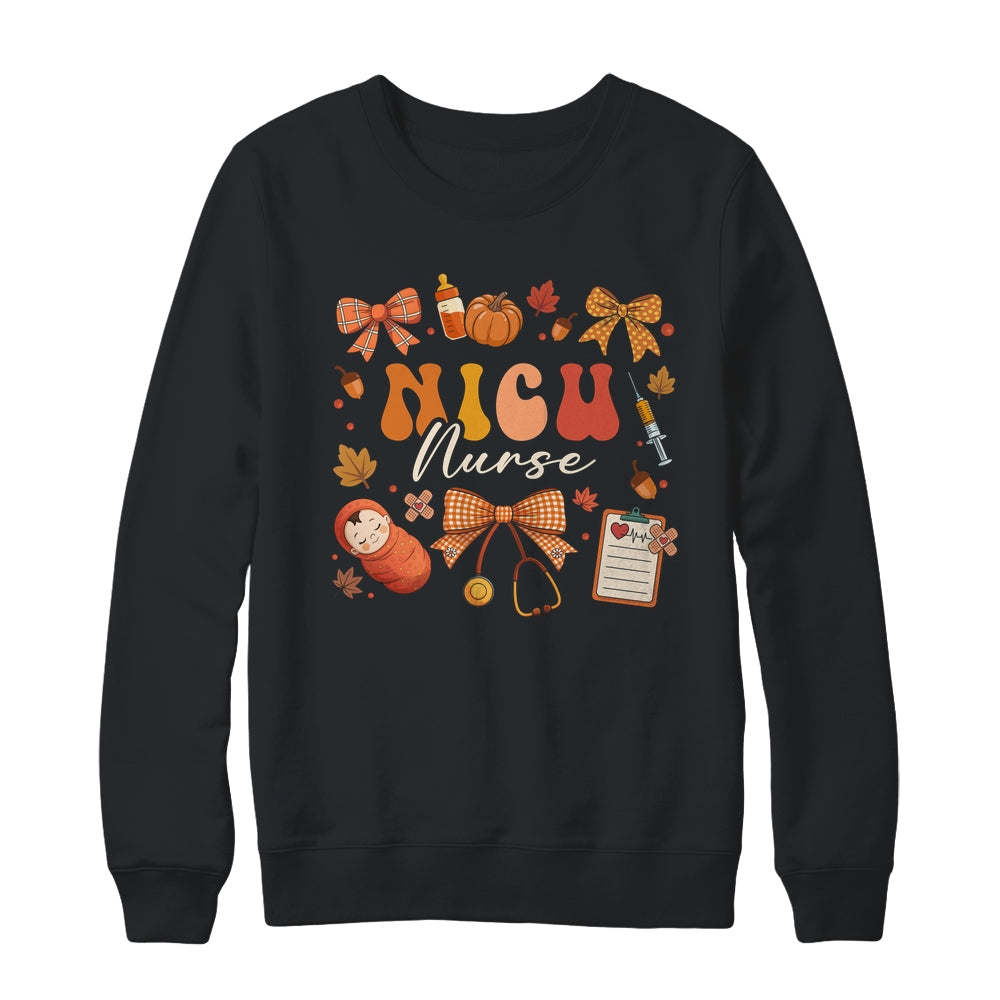 Funny Fall Coquette Bow NICU Nurse Day Appreciation Women Shirt & Sweatshirt | teecentury