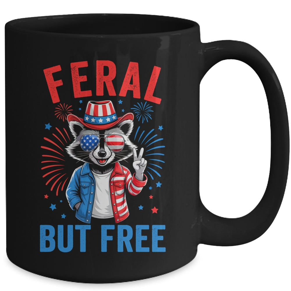 Funny Feral But Free USA Raccoon 4th Of July Men Women Kids Mug | teecentury
