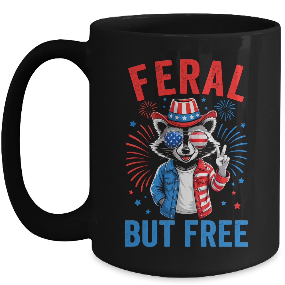 Funny Feral But Free USA Raccoon 4th Of July Men Women Kids Mug | teecentury
