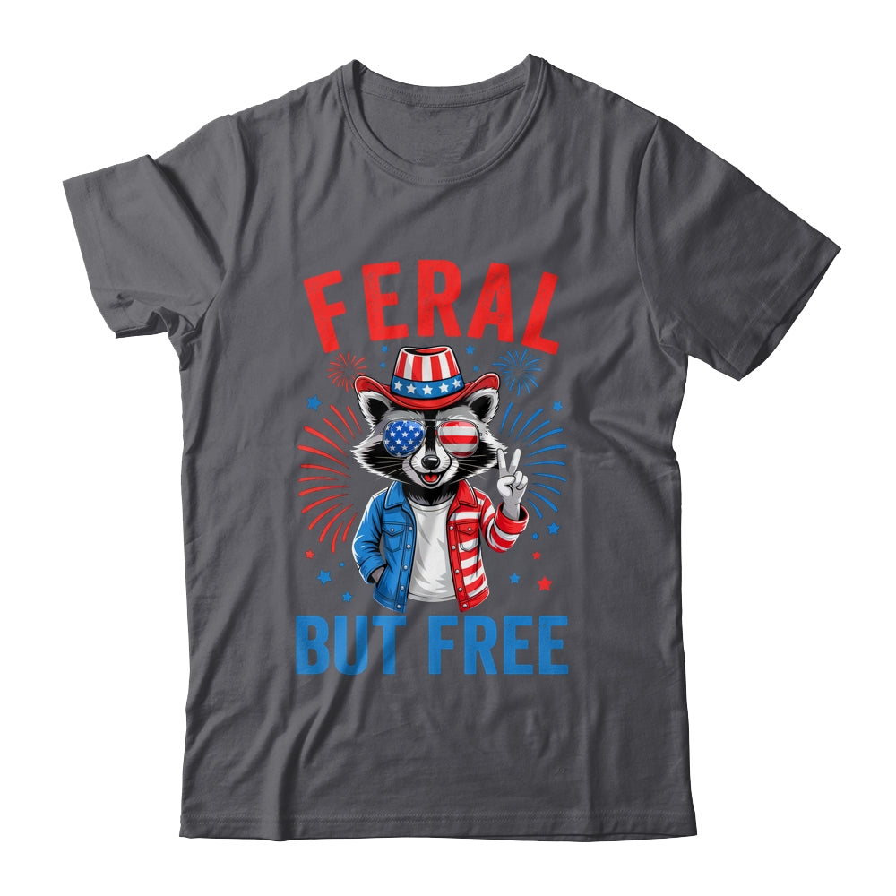 Funny Feral But Free USA Raccoon 4th Of July Men Women Kids Shirt & Tank Top | teecentury