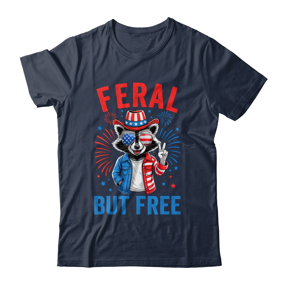 Funny Feral But Free USA Raccoon 4th Of July Men Women Kids Shirt & Tank Top | teecentury
