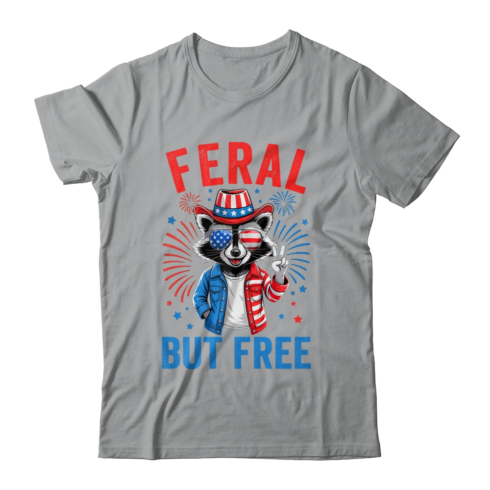 Funny Feral But Free USA Raccoon 4th Of July Men Women Kids Shirt & Tank Top | teecentury