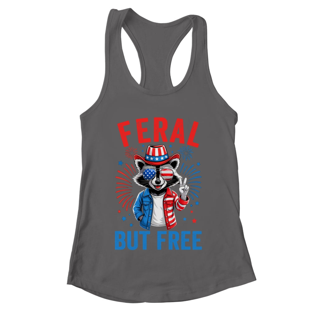 Funny Feral But Free USA Raccoon 4th Of July Men Women Kids Shirt & Tank Top | teecentury