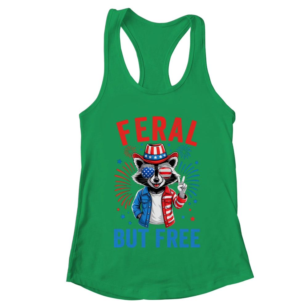 Funny Feral But Free USA Raccoon 4th Of July Men Women Kids Shirt & Tank Top | teecentury