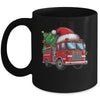 Funny Firetruck Santa Christmas Tree Lights Womens Mens Kids Mug | teecentury