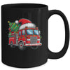 Funny Firetruck Santa Christmas Tree Lights Womens Mens Kids Mug | teecentury