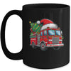 Funny Firetruck Santa Christmas Tree Lights Womens Mens Kids Mug | teecentury