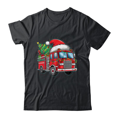Funny Firetruck Santa Christmas Tree Lights Womens Mens Kids Shirt & Sweatshirt | teecentury