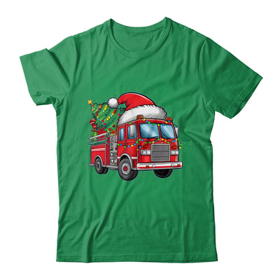 Funny Firetruck Santa Christmas Tree Lights Womens Mens Kids Shirt & Sweatshirt | teecentury