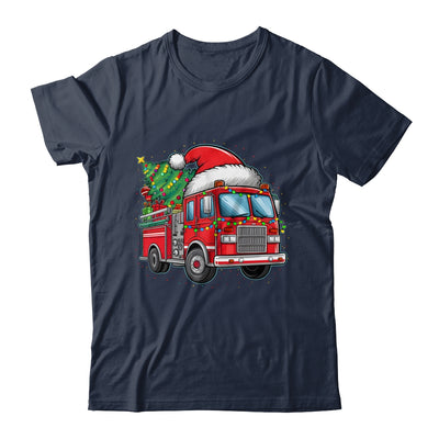 Funny Firetruck Santa Christmas Tree Lights Womens Mens Kids Shirt & Sweatshirt | teecentury