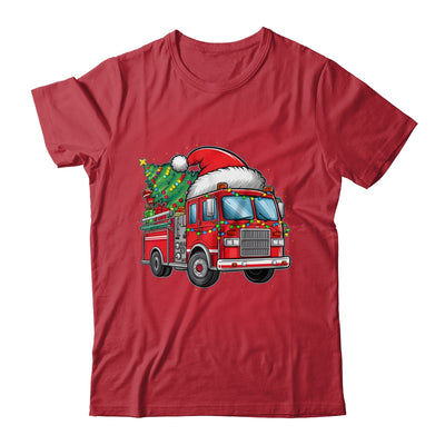 Funny Firetruck Santa Christmas Tree Lights Womens Mens Kids Shirt & Sweatshirt | teecentury