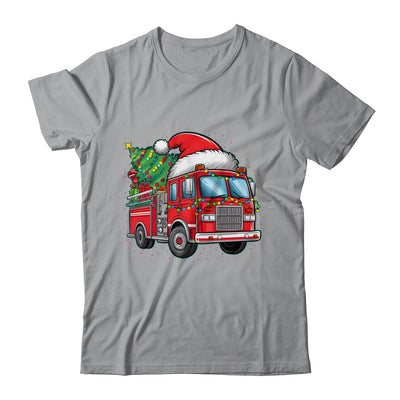 Funny Firetruck Santa Christmas Tree Lights Womens Mens Kids Shirt & Sweatshirt | teecentury