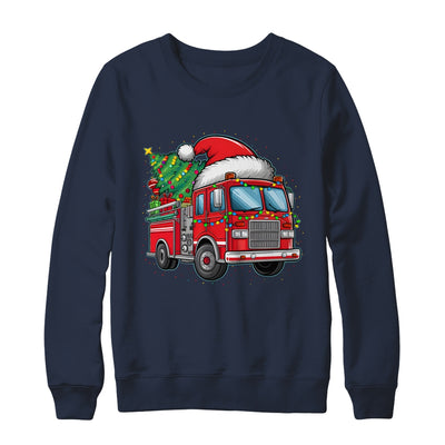 Funny Firetruck Santa Christmas Tree Lights Womens Mens Kids Shirt & Sweatshirt | teecentury