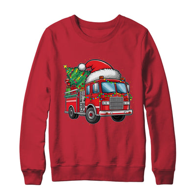 Funny Firetruck Santa Christmas Tree Lights Womens Mens Kids Shirt & Sweatshirt | teecentury