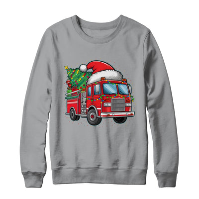 Funny Firetruck Santa Christmas Tree Lights Womens Mens Kids Shirt & Sweatshirt | teecentury