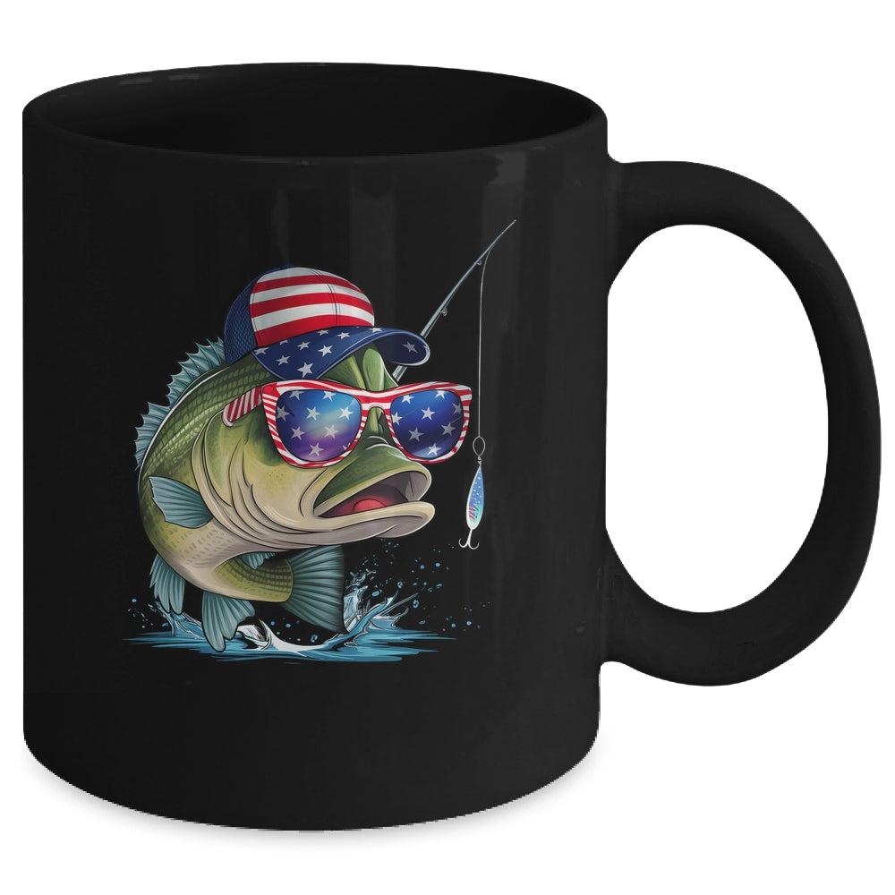 Funny Fishing And Fisherman American Flag Patriotic Vintage Mug | teecentury